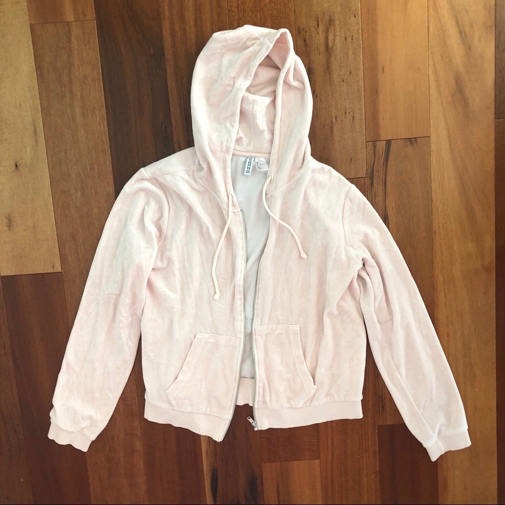 Velvet full zip hooded track suit top